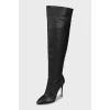 Leather over the knee boots with stiletto heels