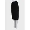 Wool pencil skirt with leather inserts
