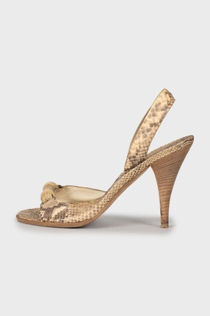 Snakeskin high heel sandals