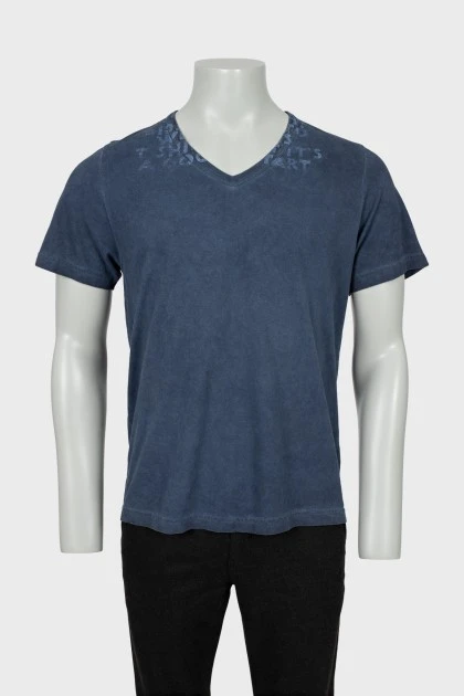 Men's loose blue T-shirt