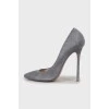 Gray Suede Pointed Toe Pumps