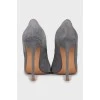 Gray Suede Pointed Toe Pumps