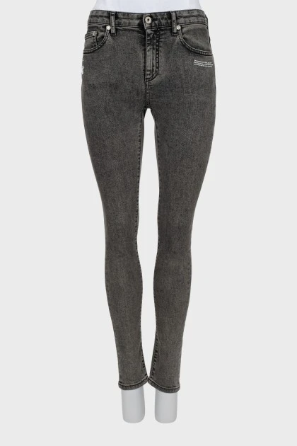 Gray high-waisted skinny jeans
