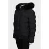 Black down jacket decorated with fur