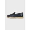 Men's blue loafers with perforations