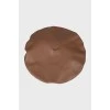 Brown leather beret with tag