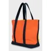 Textile shopper bag in combined color