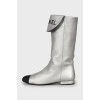 Silver boots with textile toe