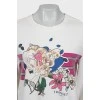 Longline sweatshirt with floral print