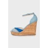 Suede high wedge sandals