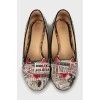 Textile ballet shoes with embroidery print