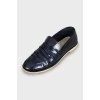 Blue patent leather loafers
