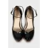 Patent leather high wedge shoes