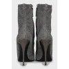 Silver high heel ankle boots