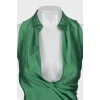 Green silk wrap blouse