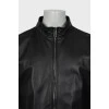 Men's leather jacket with high collar