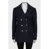 Wool coat with gold buttons