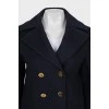 Wool coat with gold buttons