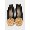 Leather ballet shoes decorated with flowers