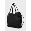 Textile shopper bag with leather handles