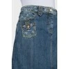 Denim miniskirt with logo