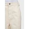 Beige high waist culotte jeans