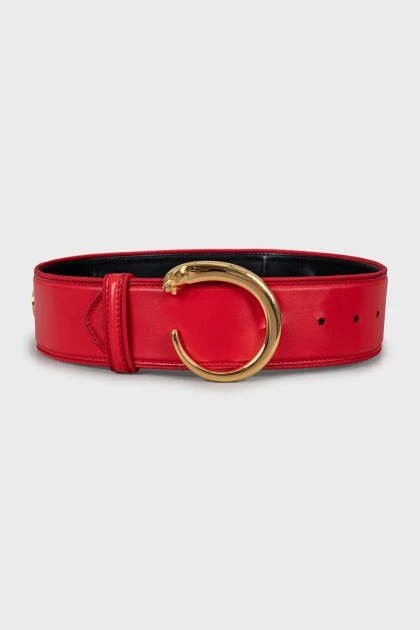 Red leather and textile belt