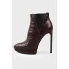 Burgundy stiletto ankle boots
