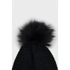 Knitted black cashmere hat