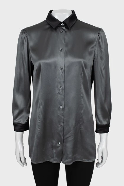 Silk shirt with contrast collar