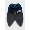 Blue suede pointed toe shoes