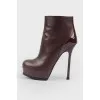 Brown stiletto ankle boots