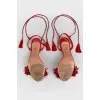 Suede sandals with tassels
