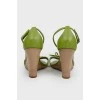 Green wedge sandals