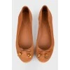 Suede orange ballerina shoes