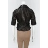 Short sleeve leather biker jacket