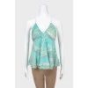 Turquoise V Neck Top