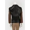 Leather jacket with brown sleeves
