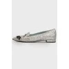 Silver shiny ballet shoes