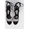 Striped stiletto sandals