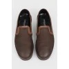 Brown leather slip-ons