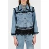 Denim jacket with a fringe with a tag