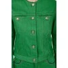 Green denim jacket with tag
