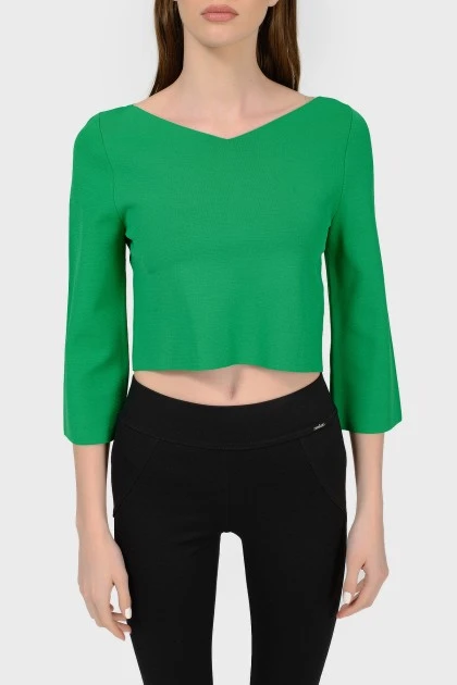 Green knitted crop top with tag