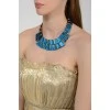 Necklace with turquoise trapezoidal stones with tag