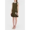 Khaki dress with ruffles with tag