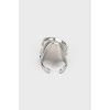 Silver metal ring with stones