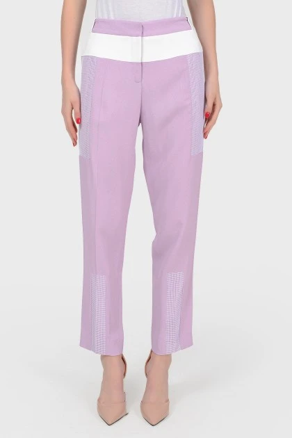 Lavender -colored pants with white inserts with tag
