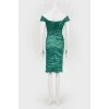 Cocktail green dress in fold