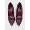 Purple leather stilettos